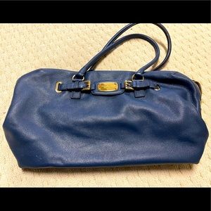 Soft leather Michael kors weekender bag navy gold